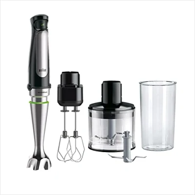 Abbildung von Braun Household Hogar MultiQuick 7 Mixer, Spritzschutz, spülmaschinenfest, BPA frei, 600 ml, Zerkleinerer 500 Eisklinge, MQ 7035XBI, 1000 W, Schwarz, MQ7035XBI