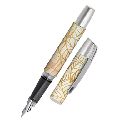 Abbildung von Online Füller Campus Golden Leaves Tinten mit ergonomischem Griffstück Standard Tintenpatronen Füllhalter hochwertiger Feder Iridiumfeder medium für Schule, Uni, Vielschreiber