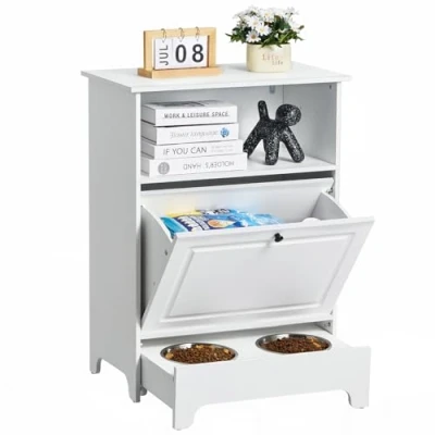 Abbildung von VEVOR Futterstation 2 in 1 Lagerschrank &amp; Futterschrank Futternapf 60x35x80cm
