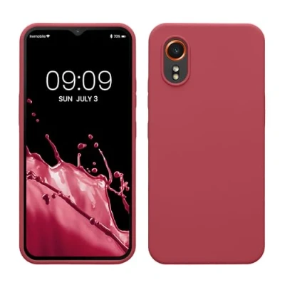 Abbildung von kwmobile Hülle kompatibel mit Samsung Galaxy Xcover7 Silikon Handy Case Handyhülle weiche Oberfläche kabelloses Laden Dark Rose