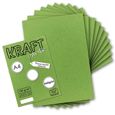Abbildung von 100 Blatt Vintage Kraftpapier in Hellgrün DIN A4 120g Hellgrünes Recycling Papier, komplett ökologischer Brief Bogen Briefpapier UmWelt by GUSTAV NEUSER