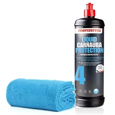 Abbildung von detailmate Menzerna Politur Set: Liquid Carnauba Protection 1 L + Mikrofasertuch 550GSM, 40x40cm