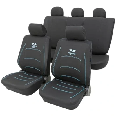 Abbildung von PETEX Auto Sitzbezüge Universal Komplett Set 11 teilig Racing blau, Eco Class mit SAB 1 Vario