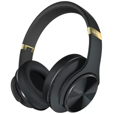Abbildung von DOQAUS Kopfhörer Kabellos Bluetooth,Bis zu 90 Std HiFi Stereo Over Ear mit 3 EQ Modi,Bluetooth Headset Mikrofon&amp;Weiche Ohrpolster für iPhone/ipad/Android/Laptops Schwarzes&amp;Gold