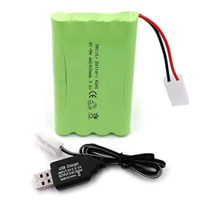 Abbildung von Gecoty® 9.6V 2400mAh NiMH Akku, Wiederaufladbarer AA Akkupack mit KET 2P Anschluss und Ladekabel, für RC Truck Tank Schlachtschiff