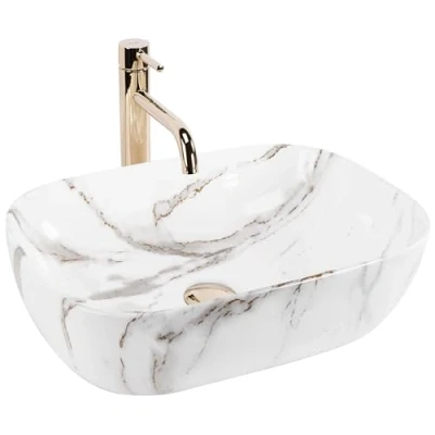 Abbildung von wohnwerk.idee Aufsatzwaschbecken Waschbecken Marmor Optik 46x32cm Belinda