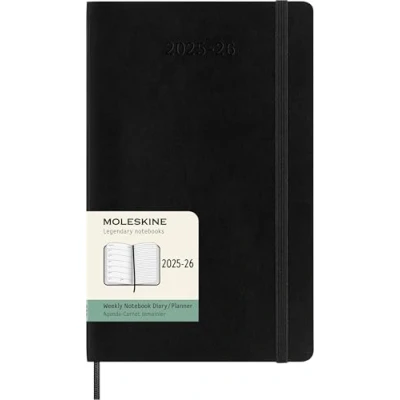 Abbildung von Moleskine 18 Monate Wochenkalender 2025/2026, L/A5, 1 Wo = Seite, Rechts Linierte Weicher Einband, Schwarz