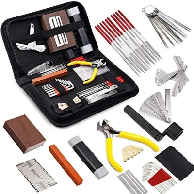 Abbildung von 45 teiliges Gitarren Reparatur Werkzeug Set, Bprtž Gitarrenpflege Reinigungs Werkzeuge, Setup Kit für Ukulele, Bass, Mandoline