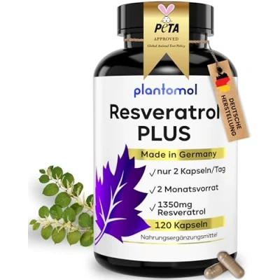 Abbildung von 1350mg Resveratrol PLUS 120 Trans Kapseln hochdosiert 100:1 2 Monatsvorrat