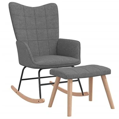 Abbildung von vidaXL Schaukelstuhl mit Hocker Schaukelsessel Schwingsessel Relaxstuhl Polsterstuhl Wohnzimmerstuhl Sessel Stuhl Relaxsessel Stoff Dunkelgrau