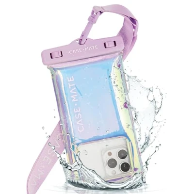 Abbildung von Case Mate Schwimmende wasserdichte Handyhülle, IP68, Touchscreen kompatibel, passend für Handys bis zu 17,3 cm (6,8 Zoll), mit Umhängeband iPhone 15 Pro Max/14 Max/13 Max/12/S24 Ultra,