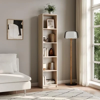 Abbildung von Home Collective Bücherregal Aktenregal Standregal Raumteiler mit 5 offenen Fächern aus MDF Holz, in sonoma, Breite 40 cm