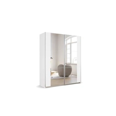Abbildung von Rauch Möbel Kronach Schrank Schwebetürenschrank, 2 türig, Weiß mit Spiegel, inkl. Zubehörpaket Basic Kleiderstangen Einlegeböden, BxHxT 175x210x59 cm