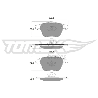 Abbildung von TOMEX brakes TX 17 74 Bremsbelagsatz Vorderachse VOLVO: V70 2, XC90 I, S60 I
