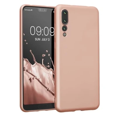 Abbildung von kwmobile Handyhülle kompatibel mit Huawei P20 Pro Hülle weiche Silikon Case metallisch schimmernd in Metallic Rosegold