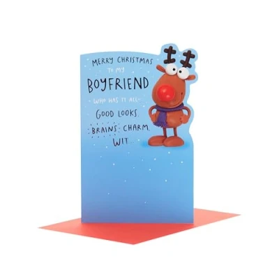 Abbildung von UK Greetings Weihnachtskarte für den Freund lustiges Rentier Design