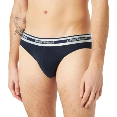 Abbildung von EMPORIO ARMANI Herren Stretch Cotton Shiny Logoband Briefs, MARINE, XL