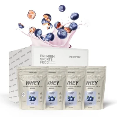 Abbildung von Energybody® Nature Whey Protein Isolate &amp; Concentrate Gastropack 2400g / zucker und fettarmes Molkenproteinpulver/Eiweiß Pulver ohne künstliche Verdickungsmittel/Eiweiss Shake (Heidelbeere)