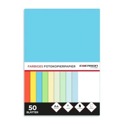 Abbildung von Emerson farbiges Druckerpapier Kopierepapier dunkelblau A4 50 Blatt 80 g/m2 210 x 297 mm Drucker: Laser, Inkjet, Fotokopie, Fax Vielseitiges Papier zum Kopieren, Basteln