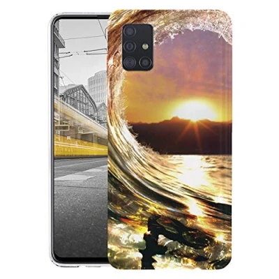 Abbildung von KX Mobile Hülle für Samsung A51 Handyhülle Motiv 1035 Surfer Welle Premium Silikonhülle SchutzHülle Softcase HandyCover Galaxy