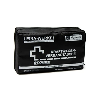 Abbildung von Leina Werke 11038 KFZ Verbandtasche Compact Ecoline mit Klett, Schwarz/Weiß, White print