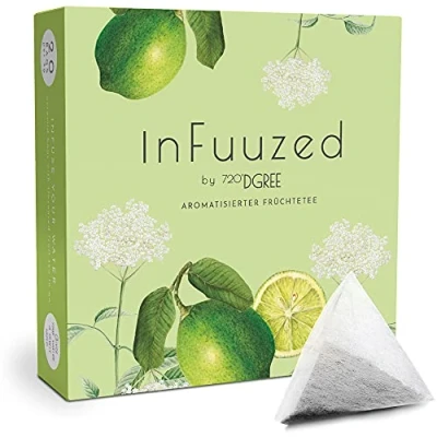 Abbildung von 720DGREE &quot;InFuuzed&quot; Geschmack Holunder Limette 20 Beutel mind. 10 Liter Kein Zuckerzusatz, Ohne Kalorien Natürlich lecker für Deine Trinkflasche: Die Getränke Alternative zu Eistee, Limonade