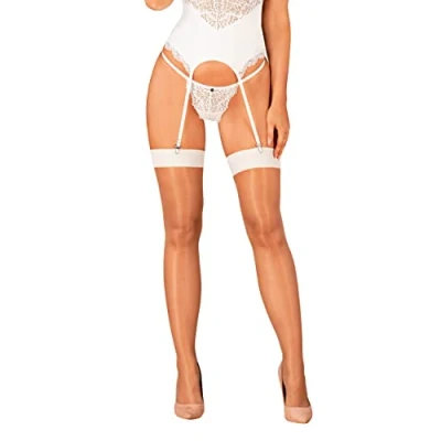 Abbildung von Obsessive S814 Stockings Overkneestrümpfe, Damen, Größe: L/XL, White