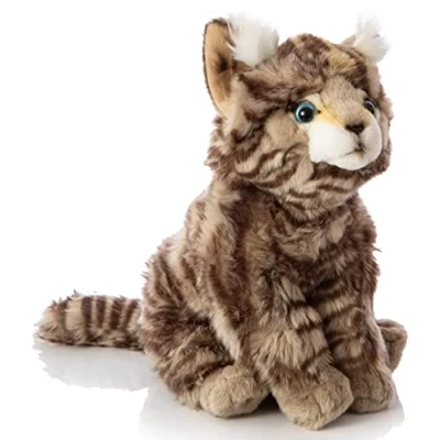 Abbildung von Uni Toys Kuscheltier Wildkatze grau getigert Höhe 22 cm Plüsch Katze, Plüschtier, zu 100 % recyceltes Füllmaterial