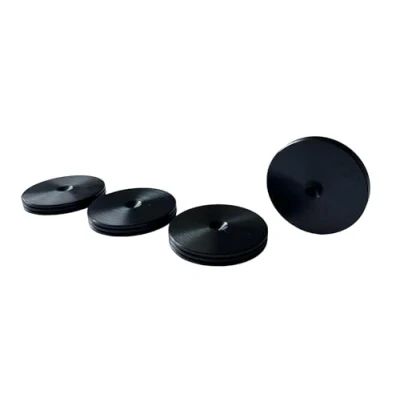 Abbildung von PrecisionGeek Lautsprecher Pads, Aluminium, schwarz, eloxiert, groß, schmal, 40 mm Durchmesser, für HiFi Standlautsprecher, Soundbar, 4 Stück