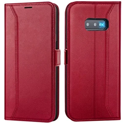 Abbildung von Verco Handyhülle für Samsung Galaxy S10e, 5,8 Zoll Premium Klapphülle Handy Flip Case S10e Hülle Book Tasche, Rot