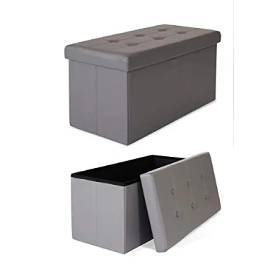 Abbildung von dibea Sitzhocker faltbar max 300 kg Kunstleder, 76x38x38 cm grau