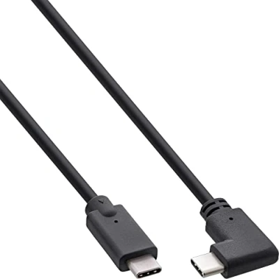 Abbildung von InLine® USB 3.2 Gen.2 Kabel, Typ C Stecker/Stecker gewinkelt, schwarz, 0,3m