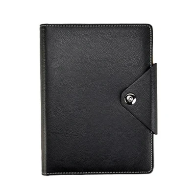 Abbildung von Arpan A5 Executive Personal Organizer, liniert, Notizbuch, gepolsterter Ledereinband mit Druckknopfverschluss (schwarz)
