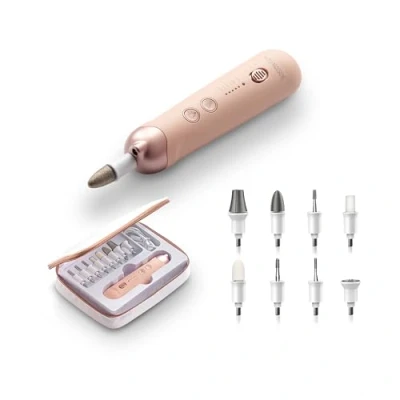Abbildung von Boston Tech Queen Professionelle Nagelfräse, Elektrisches Maniküre und Pediküre Set, 5 Modi, Schnelle USB Aufladung, 9 Hochwertige Aufsätze, Einstellbare Geschwindigkeit, Tragbar Langlebig (Rosa)
