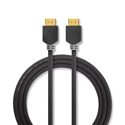 Abbildung von Nedis HDMI™ Kabel Stecker 8K@60Hz eARC Vergoldet 2.00 m PVC Anthrazit Verpackung mit Sichtfenster