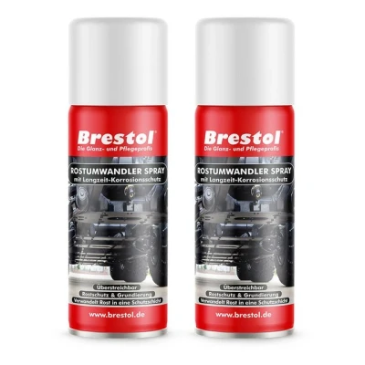Abbildung von Brestol® ROSTUMWANDLER SPRAY 2x 400 ml Rostkonverter mit Langzeit Korrosionsschutz &amp; Grundierung Rost Umwandler Roststopp Rostschutz Grundierer Rostentferner Roststop Rostlöser Rostsanierer