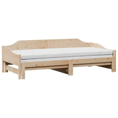 Abbildung von vidaXL Tagesbett, Gästebett Ausziehbar ohne Matratze, Schlafsofa Bettsofa für Wohnzimmer Schlafzimmer, Ausziehbett Bettgestell Sofabett, 90x190cm Massivholz