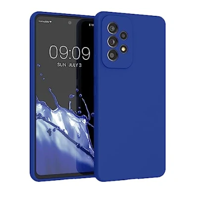 Abbildung von kwmobile Hülle kompatibel mit Samsung Galaxy A53 5G Silikon Handy Case Handyhülle weiche Oberfläche kabelloses Laden Baltik Blau