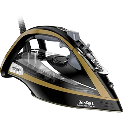 Abbildung von Tefal FV9865E0, Trocken &amp; Dampfbügeleisen, Durilium Selbstreinigende Grundplatte, 250 g/min, Schwarz, Gold, 60 0,35 l