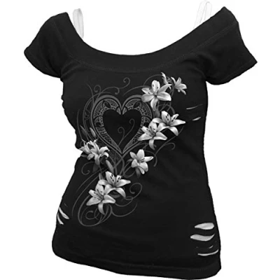 Abbildung von Spiral Pure of Heart 2In1 White Ripped Top Schwarz L