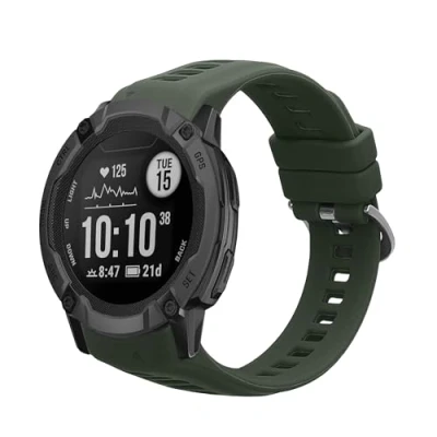 Abbildung von kwmobile Ersatzarmband kompatibel mit Garmin Instinct 2S Armband Fitnesstracker Band aus Silikon in Dunkelgrün