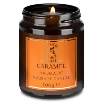 Abbildung von Massagekerze Karamell 100 g Sojawachs Kerze Massage mit Duft Duftkerze Kokos und Mandelöle Vanille Oleoresin Aroma Entspannung Körperpflege Aromatherapie