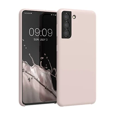 Abbildung von kwmobile Hülle kompatibel mit Samsung Galaxy S21 weiches TPU Silikon Case Cover geeignet für kabelloses Laden Coconut Swirl