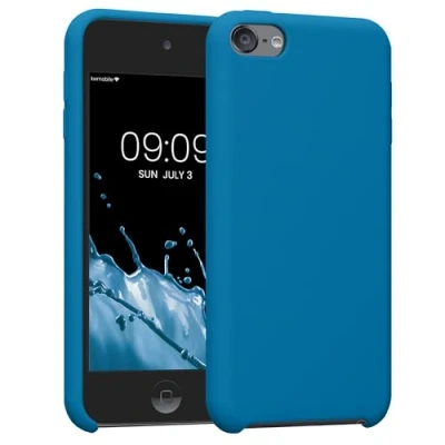 Abbildung von kwmobile Schutzhülle kompatibel mit Apple iPod Touch 6G / 7G (6. und 7.Generation) Hülle Silikon gummiert Cover Case in Karibikblau