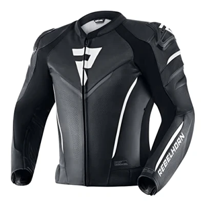 Abbildung von REBELHORN Fighter Leder Motorradjacke Ellbogen und Schulterschutz Wind wasserdichte Softshell Weste Belüftung Reflektierende Elemente 4 Taschen