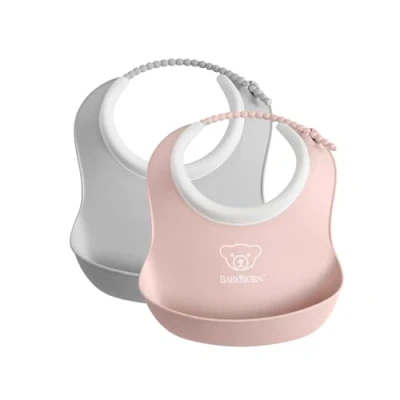 Abbildung von BabyBjörn Lätzchen Set 2er Pack, Grau/Rosa