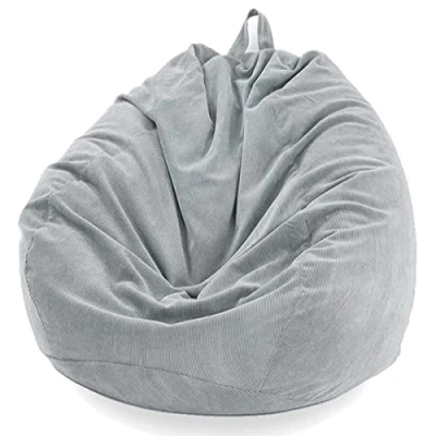 Abbildung von Chickwin Bezug für Sitzsack, Birne, Samt, ohne Füllung, drinnen und draußen, Entspannung, Liegestuhl, Wohnzimmer, Schlafzimmer, Kissen (Grau, 70 x 80 cm)