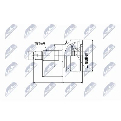 Abbildung von NTY NPZ HD 055 Gelenksatz Automatikgetriebe Vorderachse links, rechts HONDA: CIVIC 8 Hatchback, Stufenheck