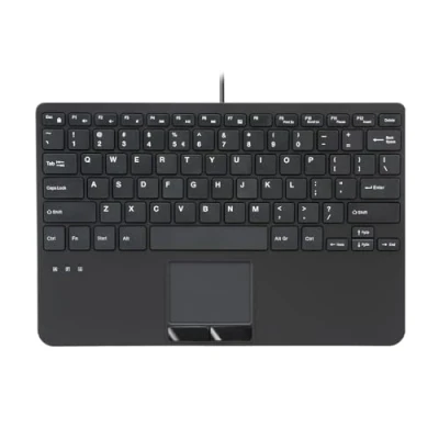 Abbildung von Perixx PERIBOARD 525 US, Wired Mini USB Keyboard with Touchpad X Type Scissor Keys 11.18x7.17x1.1 Inches Build in 2 Hubs US English