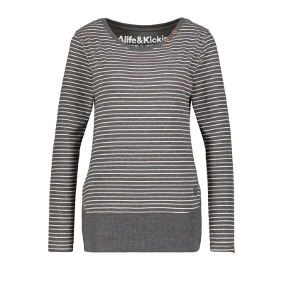 Abbildung von alife &amp; kickin Connyak Langarmshirt, Damen, Größe: Medium, Moonless melange